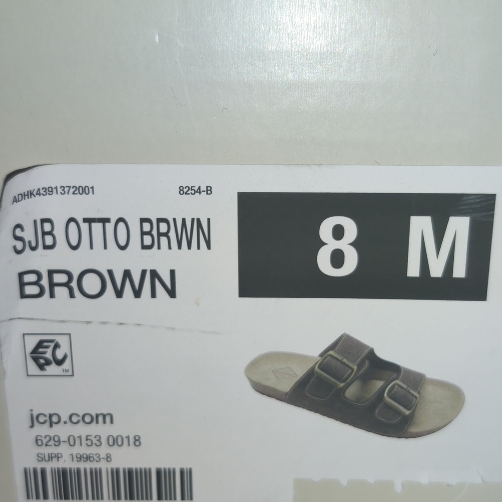 ST, John's Bay Sandals Men's  Brown Footbed Slip on Flat Color brown - Picture 6 of 7